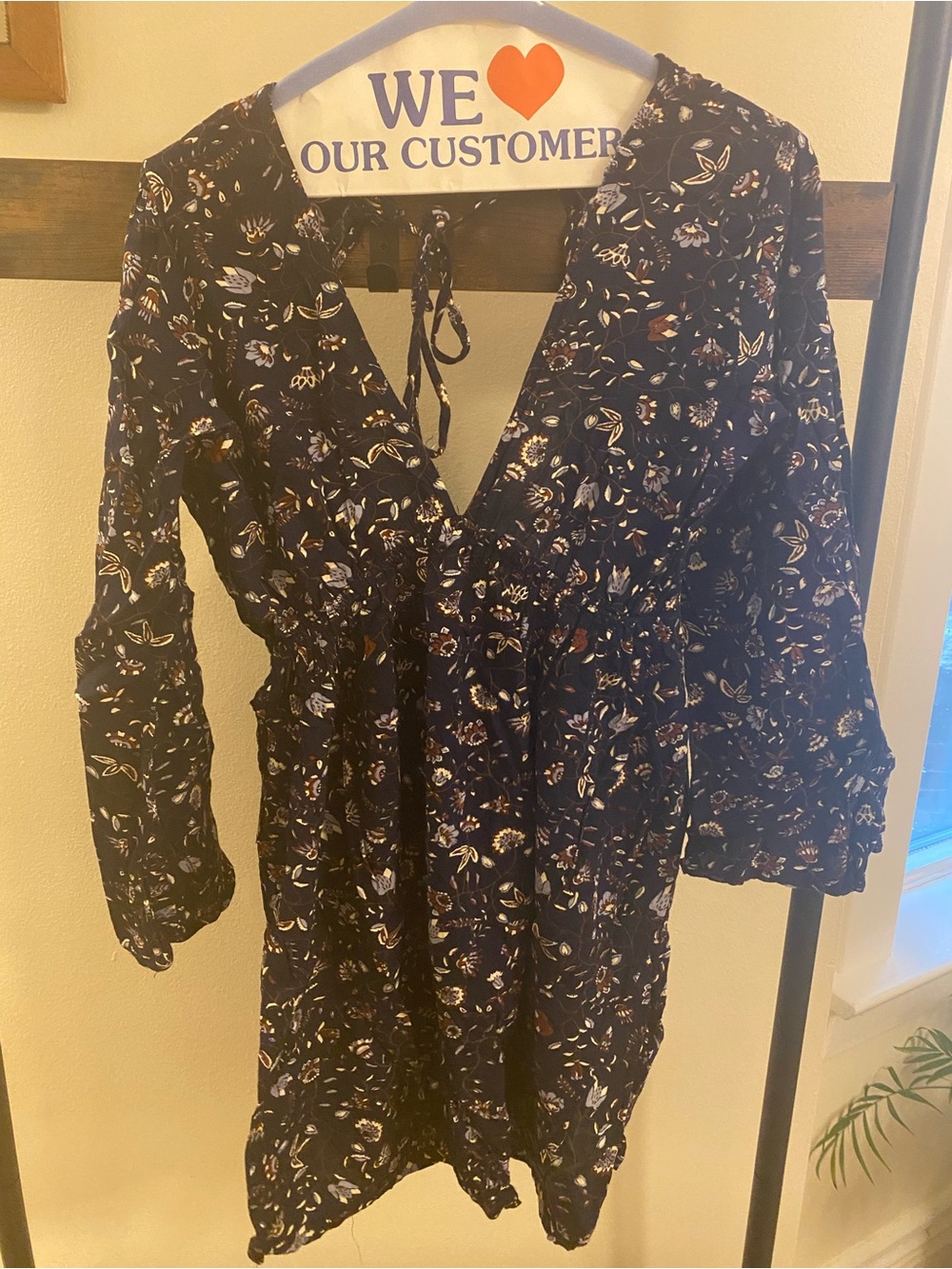 Floral Wrap Dress with Long Sleeves